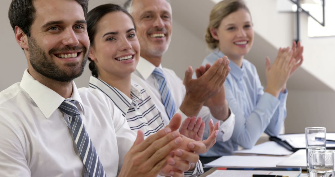 Diverse Business Team Clapping in Office Meeting - Free Images, Stock Photos and Pictures on Pikwizard.com