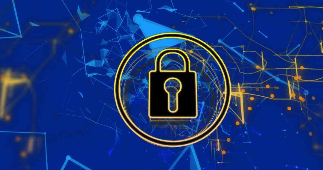 Cybersecurity Concept with Padlock Icon on Digital Background