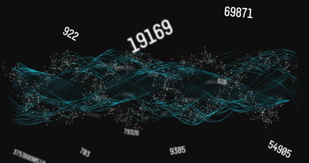 Futuristic Digital Network with Numerical Connections on Dark Background