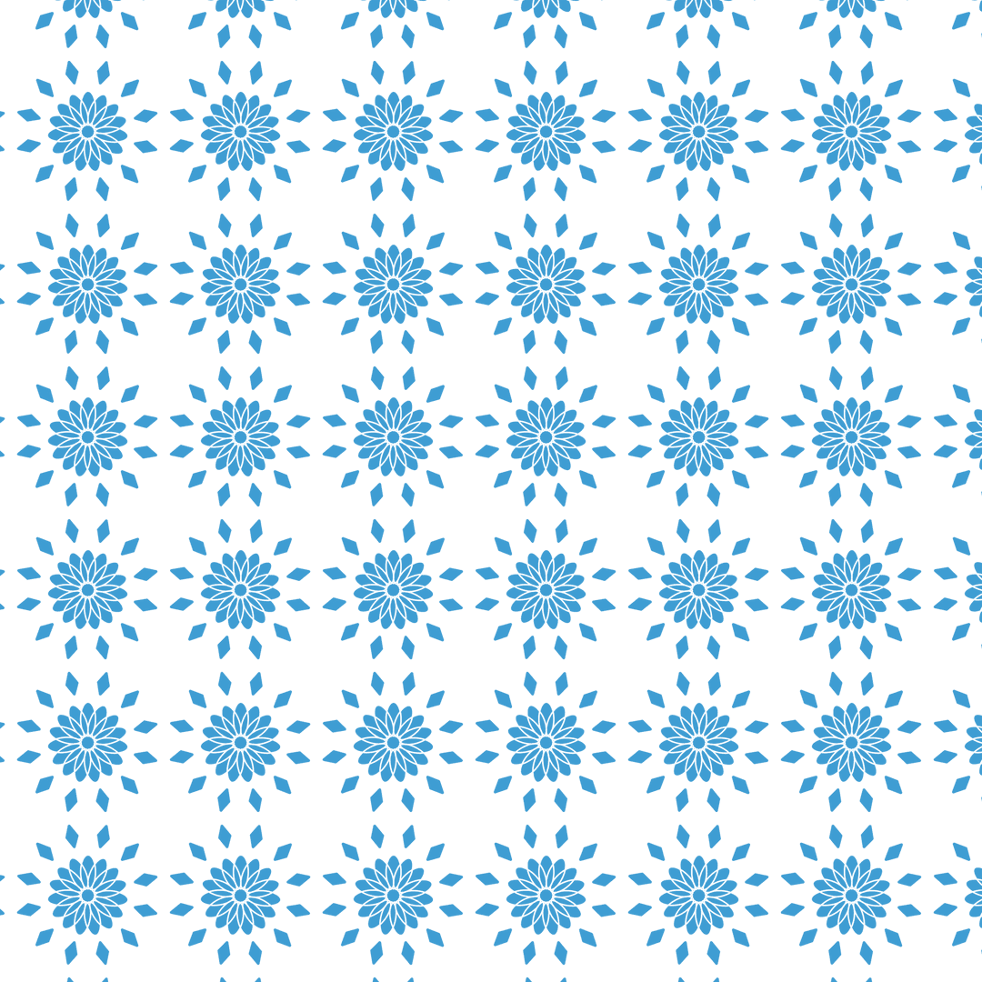 Blue Circular Flower Pattern on Transparent Background