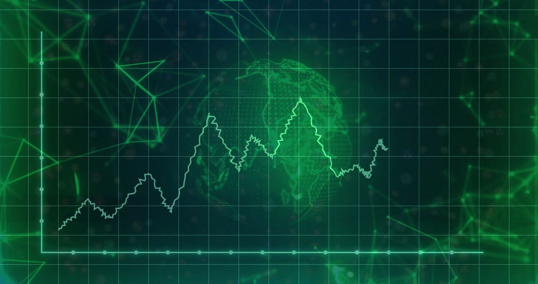 Futuristic Neon Line Graph on Virtual Analytics Dashboard