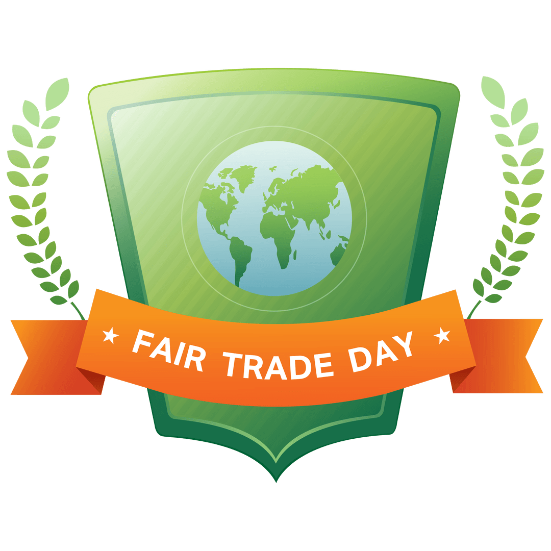 Transparent Badge for Fair Trade Day on Globe-Themed Design