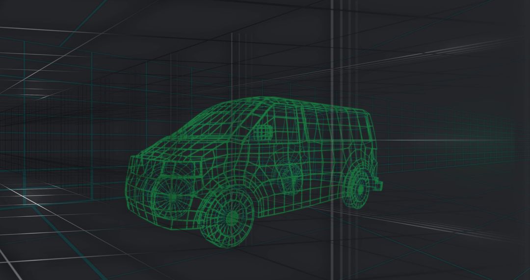 Futuristic Wireframe Car Model on Digital Grid Background - Free Images, Stock Photos and Pictures on Pikwizard.com