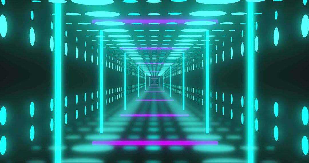 Futuristic Neon Tunnel with Digital Light Patterns