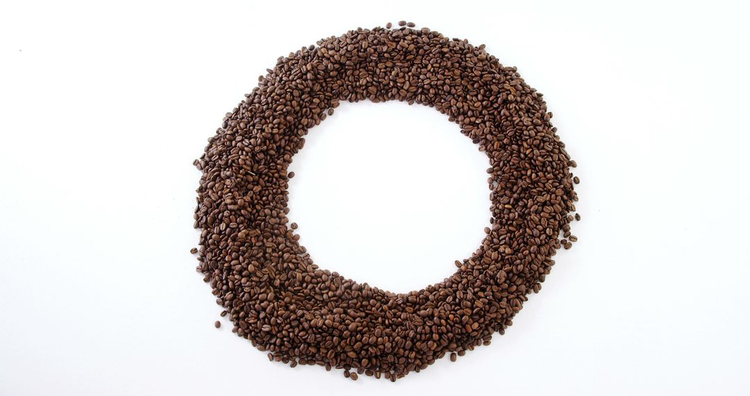 Circle Arrangement of Coffee Beans on White Background - Free Images, Stock Photos and Pictures on Pikwizard.com