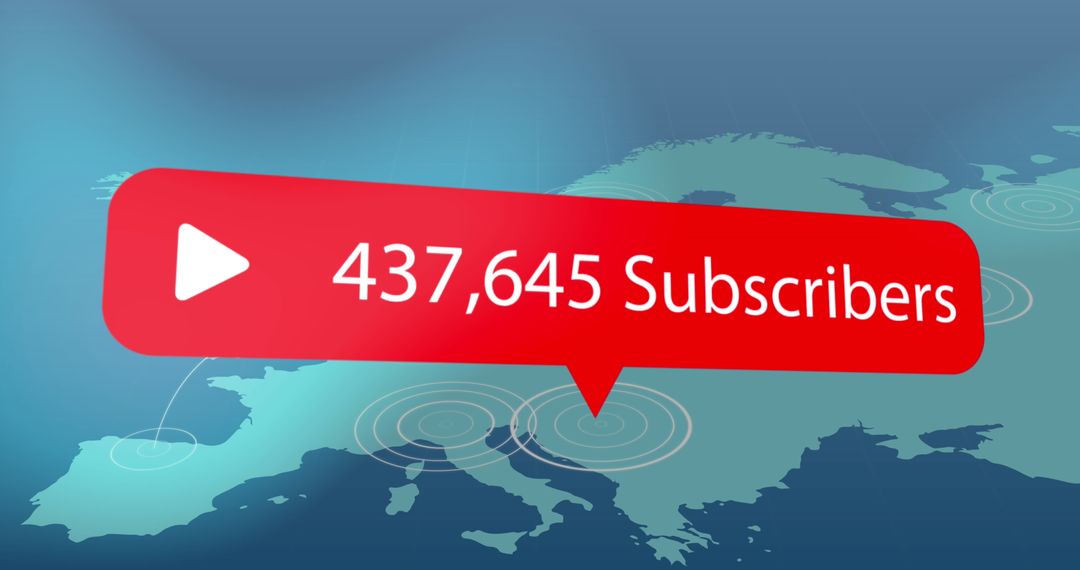 High Subscriber Count on Social Media Platform with PIN Location Icon