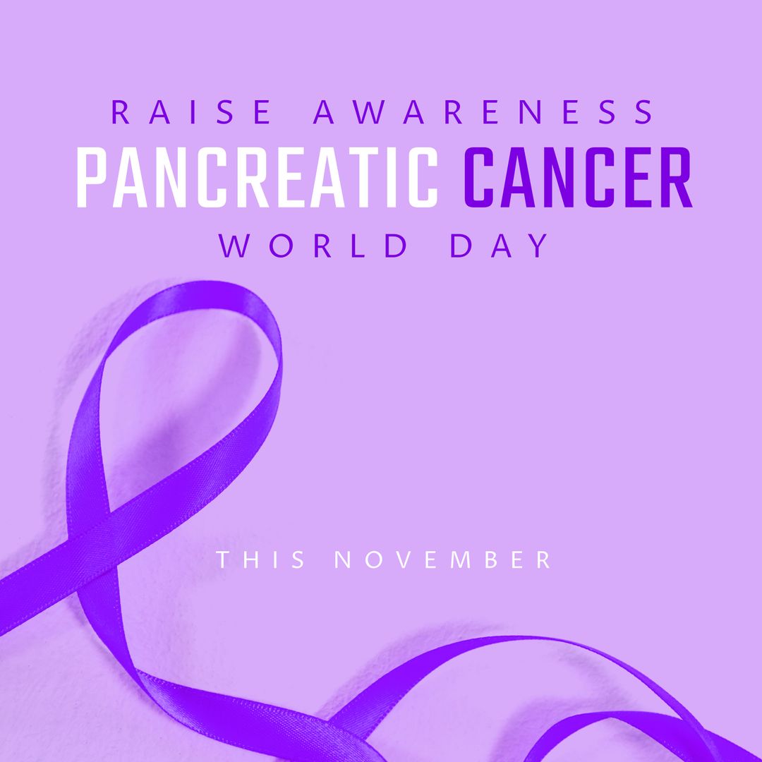 Pancreatic Cancer Awareness with Purple Ribbon on Vibrant Background
