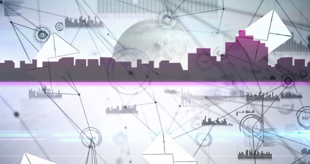 Global Cityscape Network and Data Processing Concept