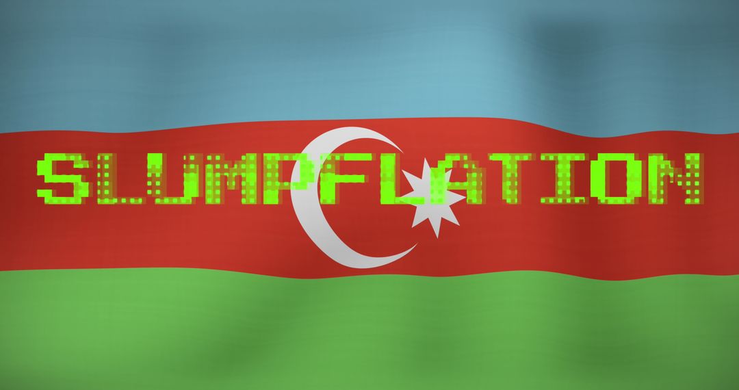Slumpflation Text on Azerbaijani Flag Background