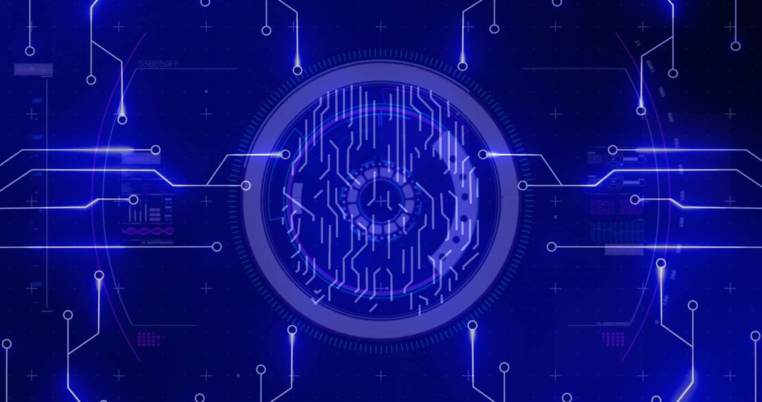 Futuristic Biometric Brain with Digital Circuitry and Global Connections