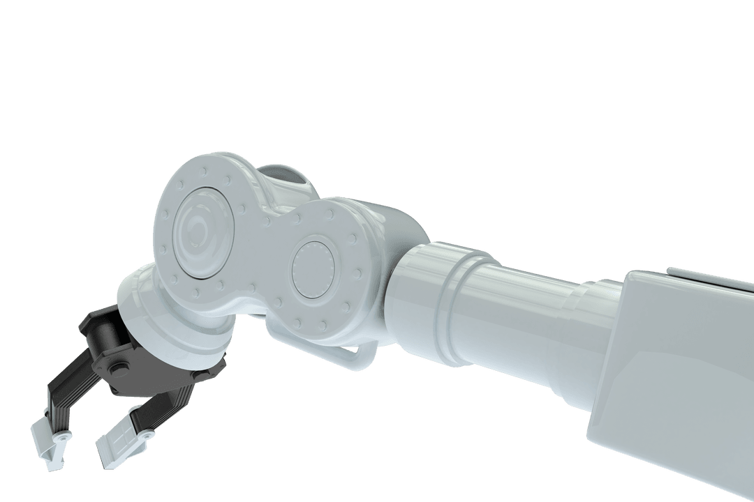 Closeup Transparent View of Robotic Hand with Metal Claw