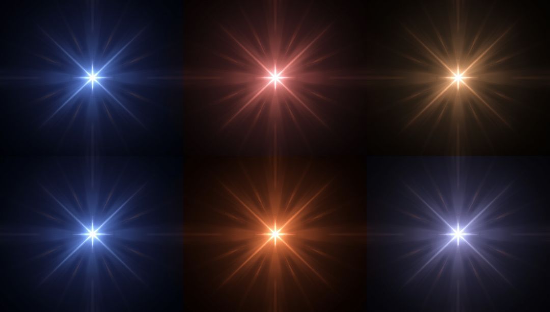 Vibrant Starbursts in Dark Digital Grid Background