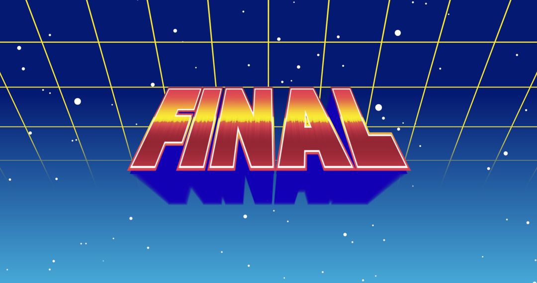 Retro Futuristic Final Sign with Galactic Grid Background