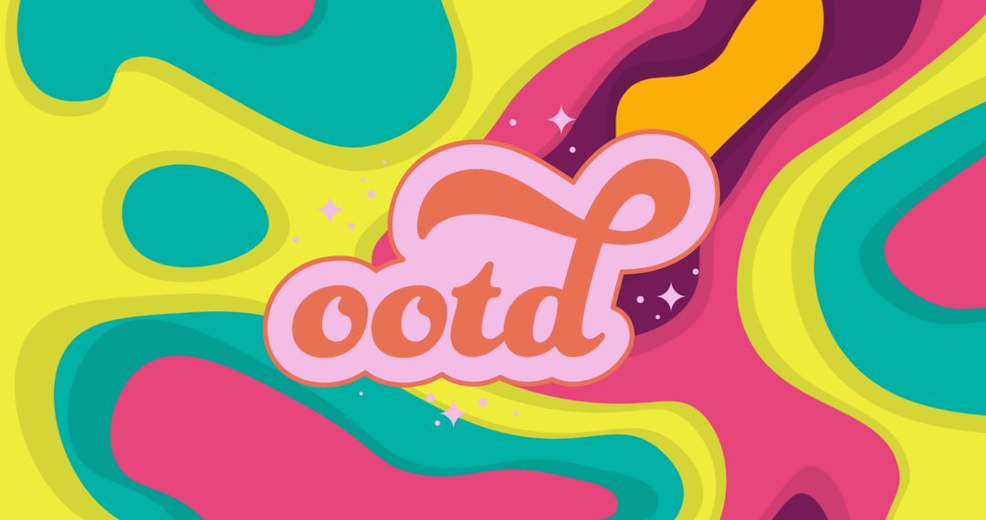 Trendy OOTD Text with Vibrant Retro Pattern