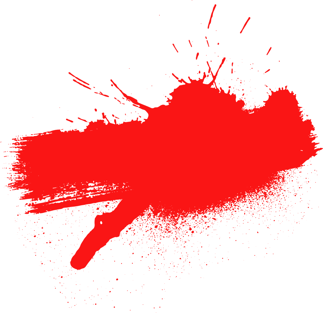 Dynamic Red Paint Splatter on Transparent Background