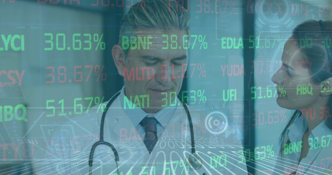 Doctors Analyzing Healthcare Data in Digital Interface
