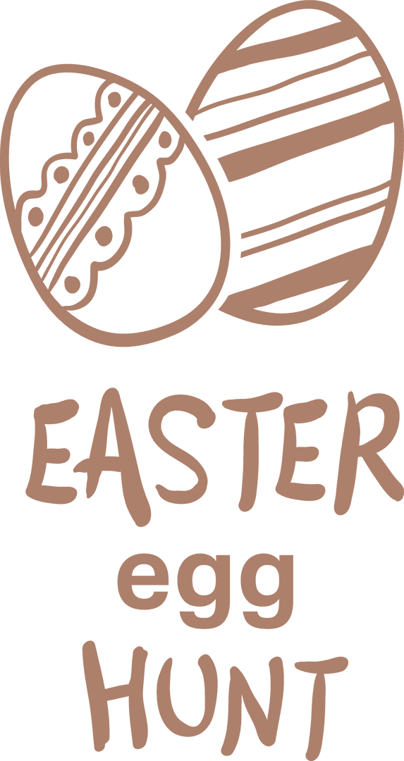 Brown Easter Egg Hunt Design on Transparent Background