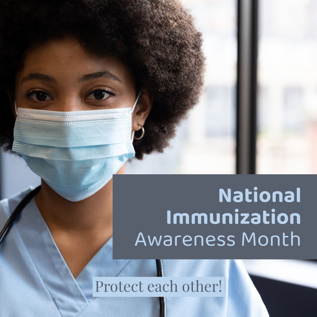 African American Female Doctor Promoting National Immunization Awareness Month - Download Free Stock Templates Pikwizard.com