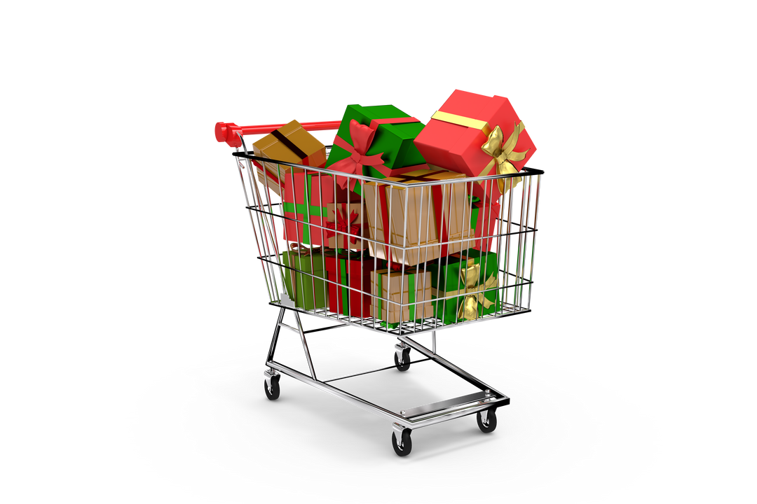 Shopping Cart Filled with Christmas Presents on Transparent Background - Download Free Stock Images Pikwizard.com