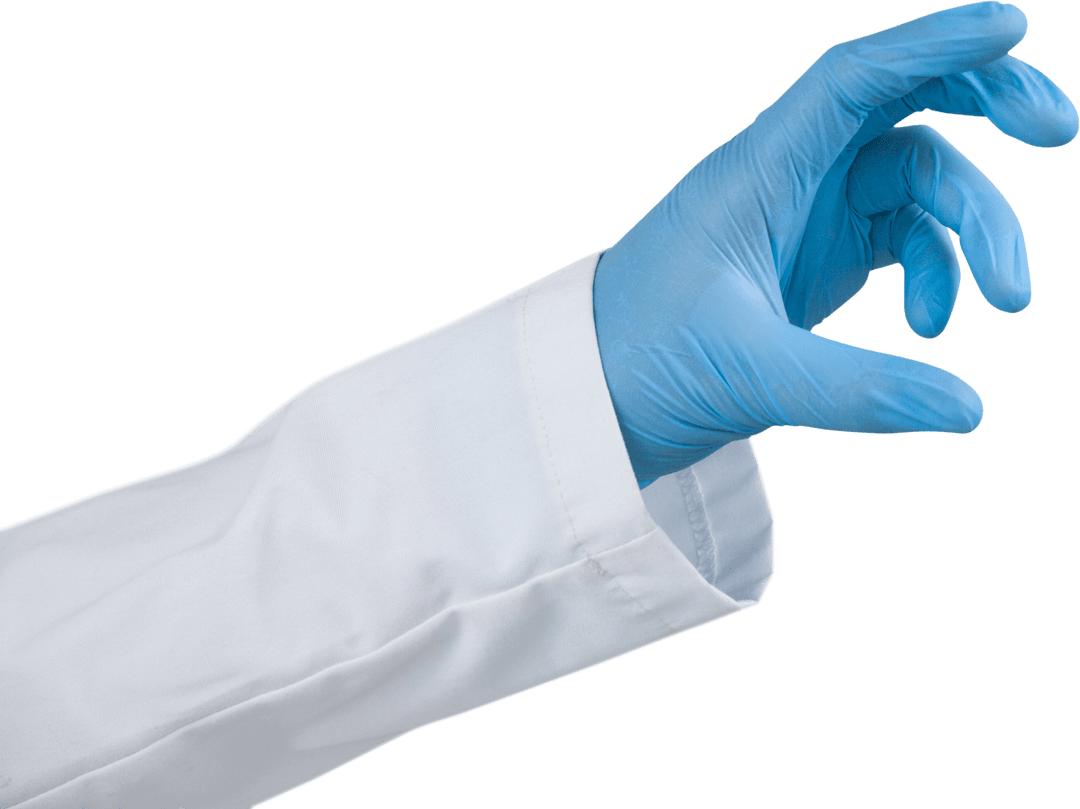 Transparent Gloved Hand of a Scientist Conducting Scientific Analysis