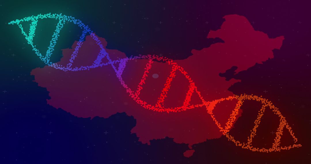 DNA Strand Spinning Over China Map Symbolizing Science and Innovation