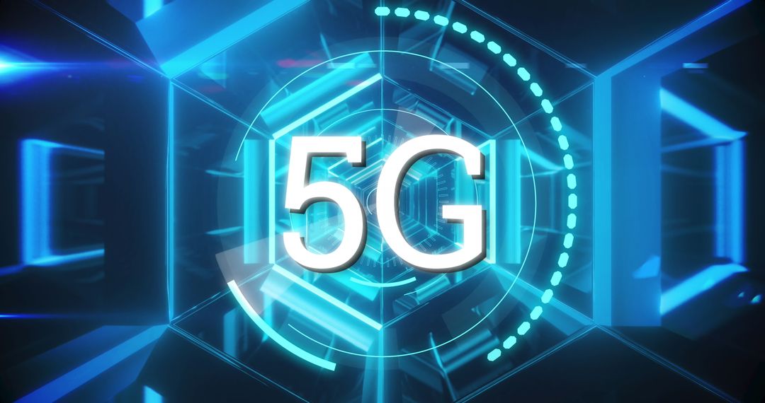 Digital 5G Concept with Futuristic Blue Interface