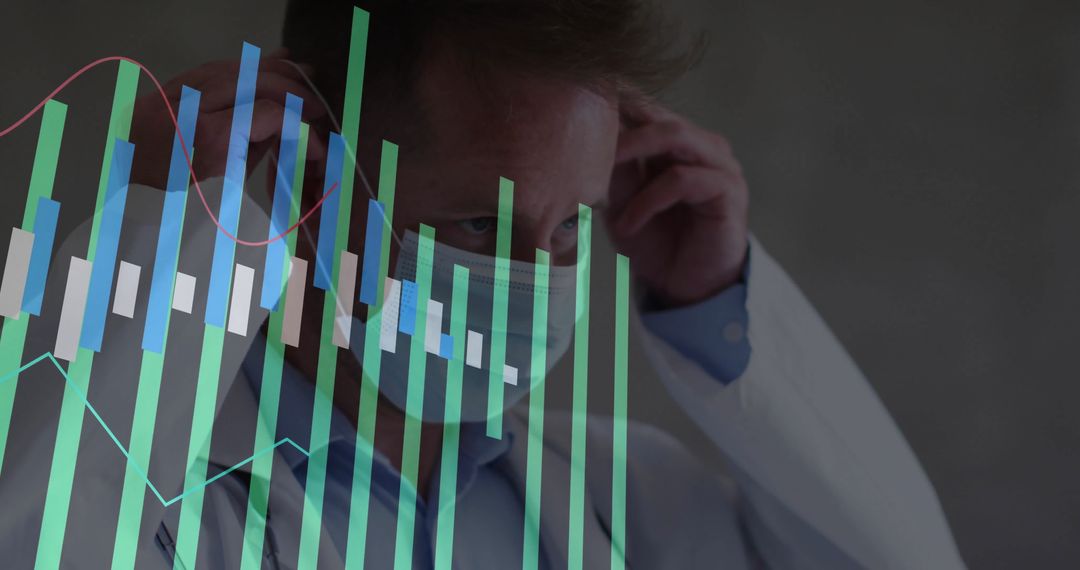 Doctor Analyzing Data with Medical and Financial Graphs