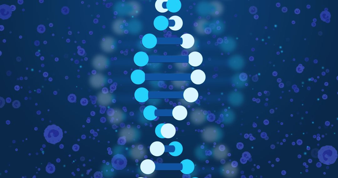 Digital Representation of DNA Strand on Blue Cellular Background
