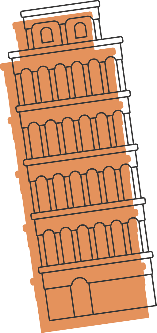 Vector Leaning Bell Tower Illustration on Transparent Background