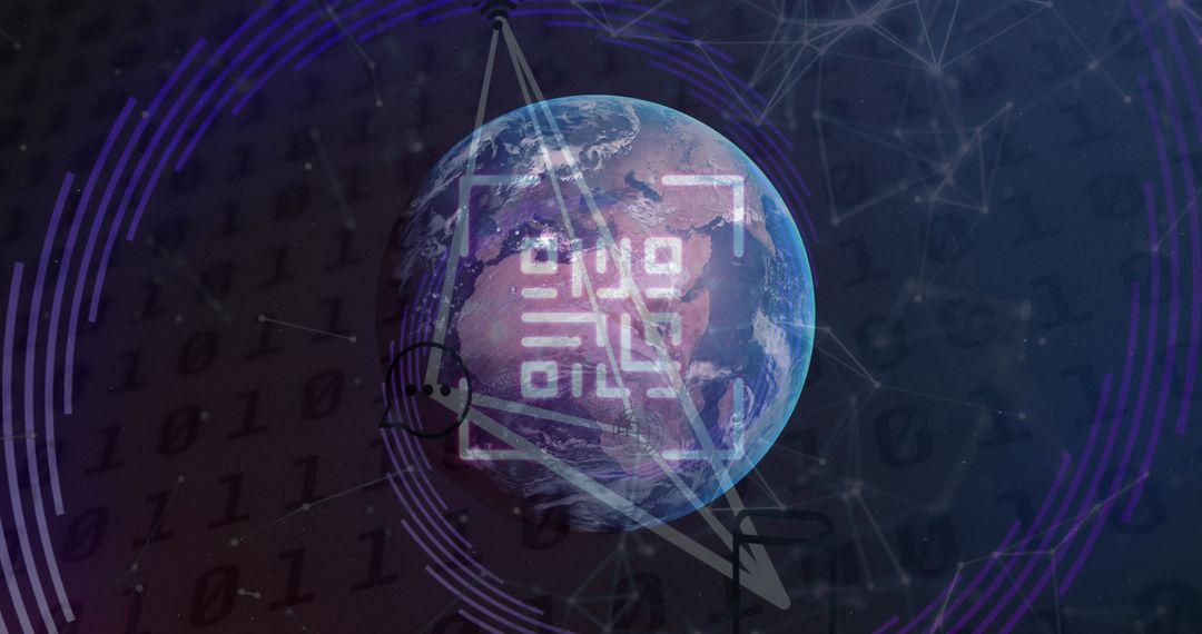 Global Connections Concept with QR Code Over Planet Earth