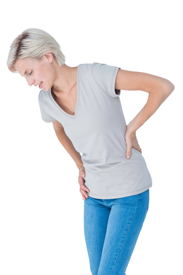 Transparent Background: Woman Experiencing Back Pain