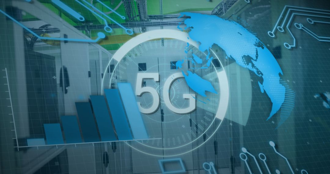 5G Technology and Global Connectivity in Server Room