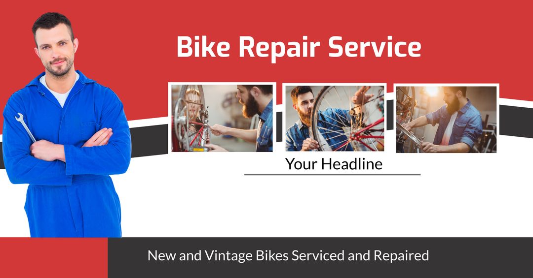 Professional Bike Repair Service Marketing Template for Shops - Download Free Stock Templates Pikwizard.com