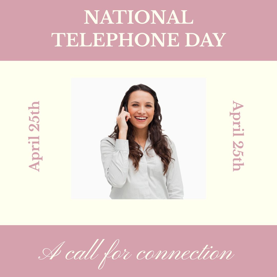Happy National Telephone Day Celebration with Smiling Woman Talking