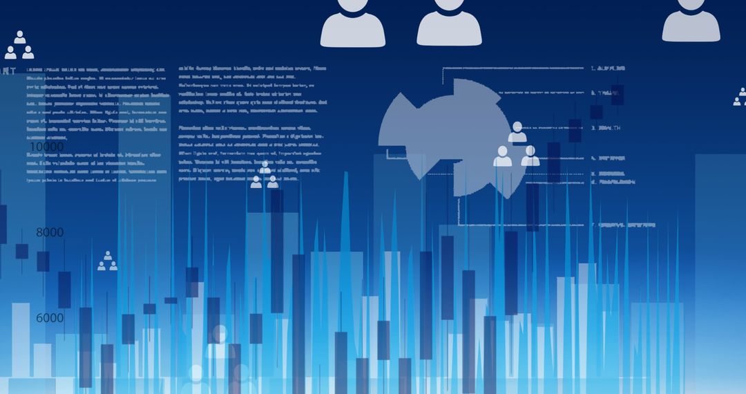 Digital Data Network with Icons on Blue Background