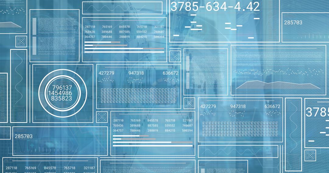 Blue Digital Interface and Data Processing Concept