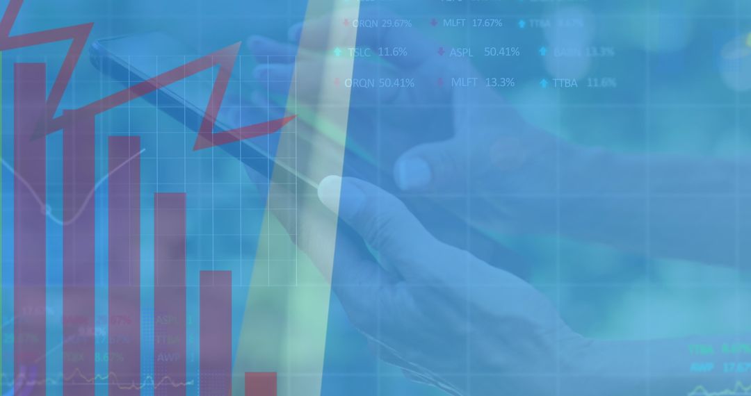Digital Data Processing with Tablet and Business Graph Overlay
