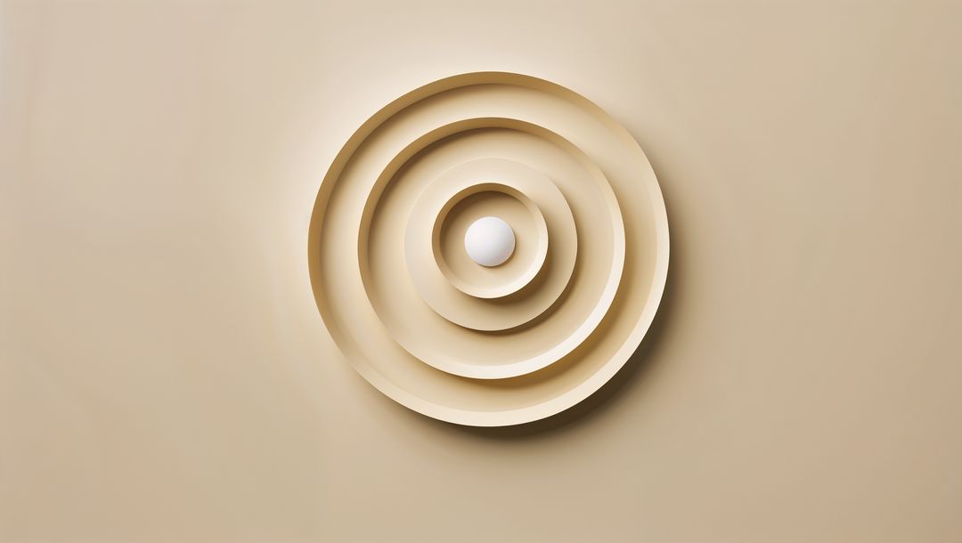 Minimalist Concentric Circles with White Sphere