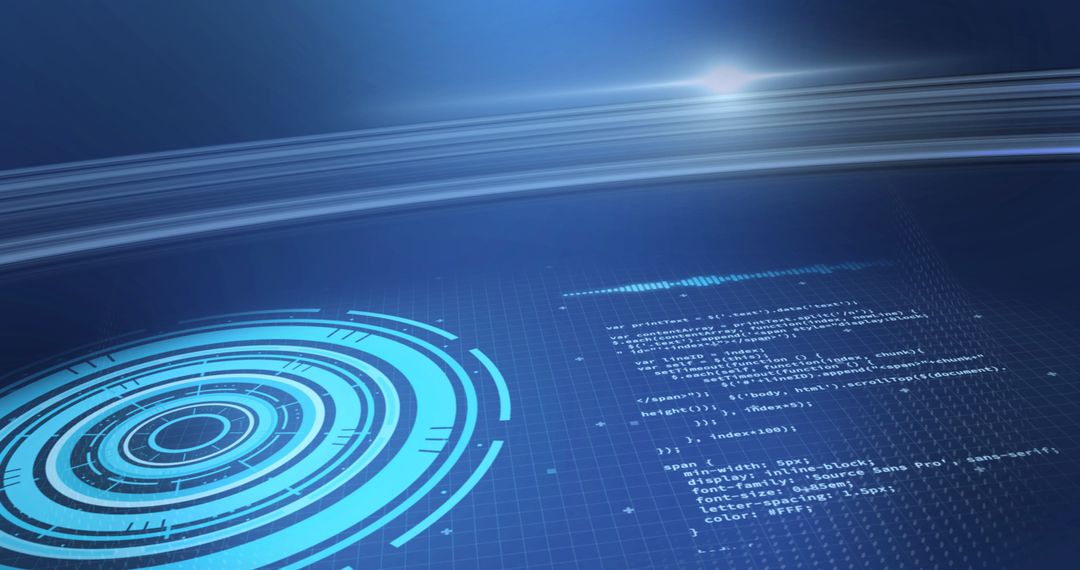 Digital Interface with Data Processing Surrounded by Blue Aura