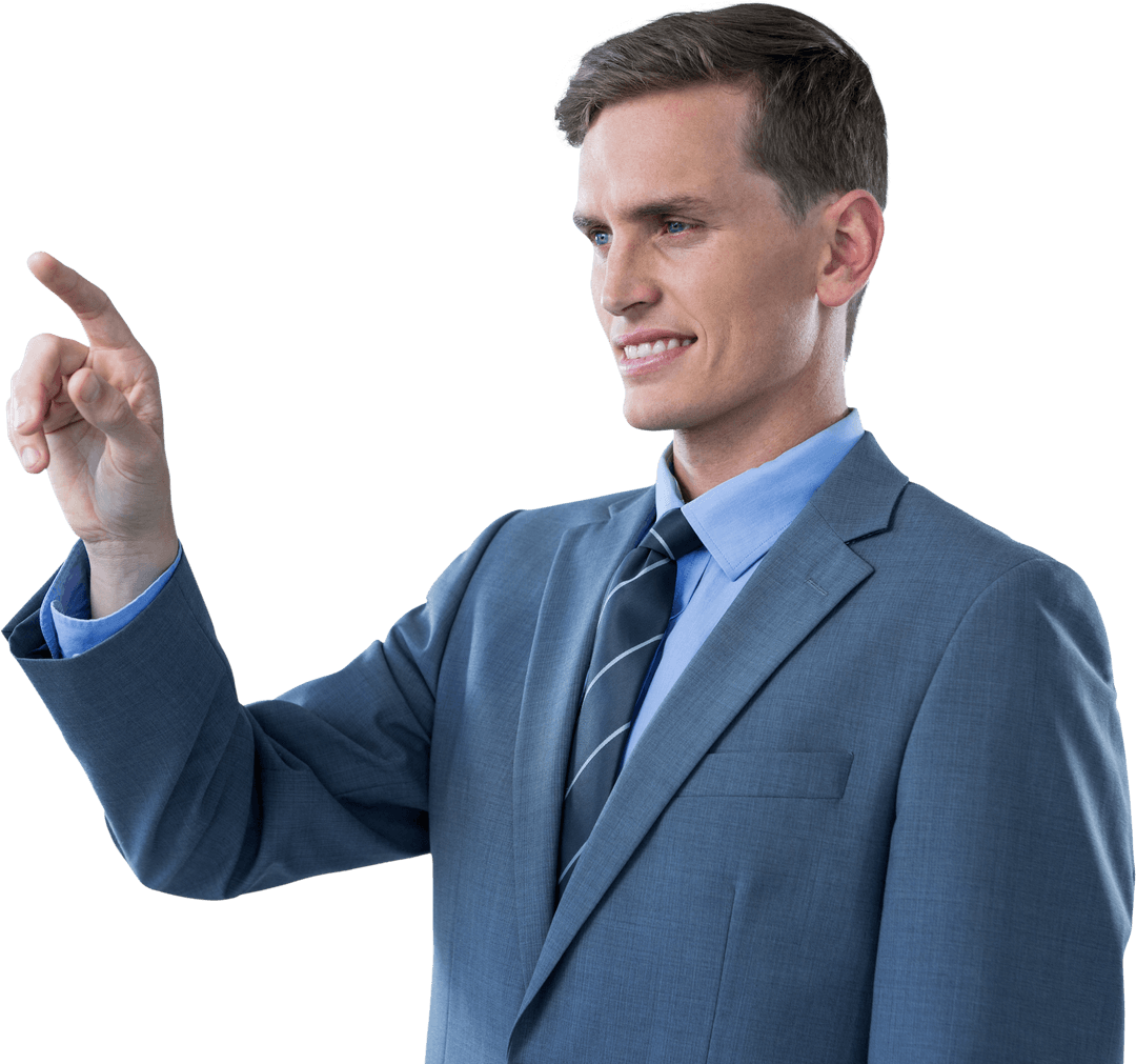Caucasian Businessman Pointing Gesturing Transparent Background