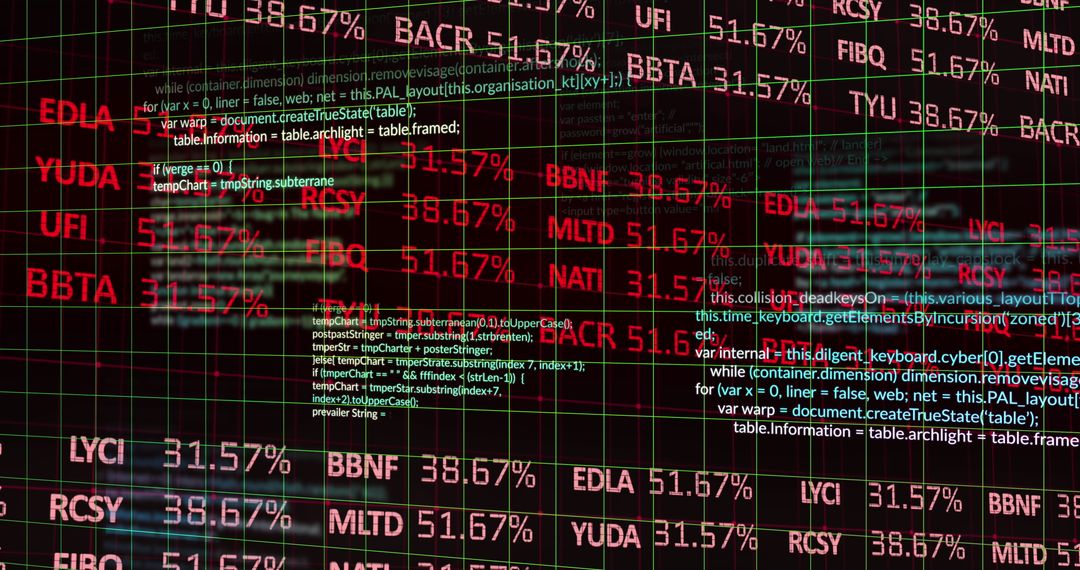 Digital Data Grid with Financial Symbols Illustrating Economy