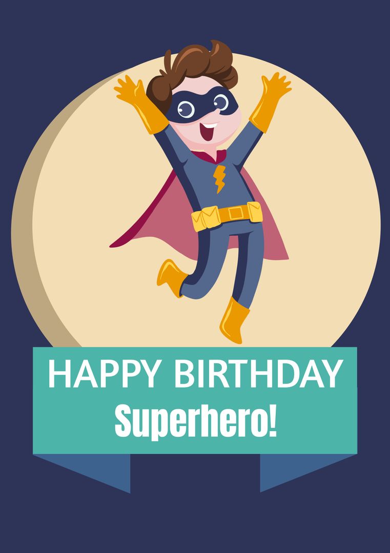 Happy Birthday Superhero Celebration Card for Kids - Download Free Stock Templates Pikwizard.com