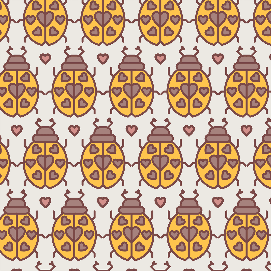 Colorful Ladybird Seamless Transparent Pattern in Vector Style