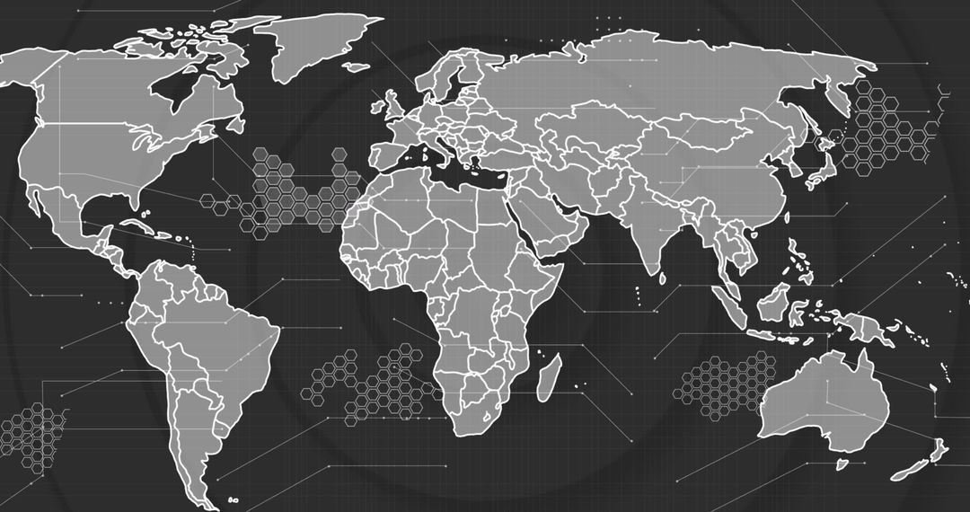 Digital Global Connections on World Map
