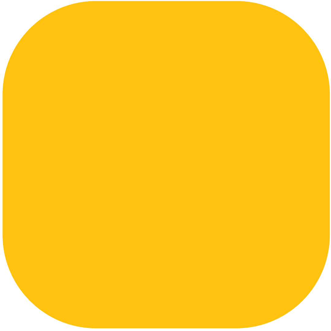 Yellow rounded square on transparent background vector