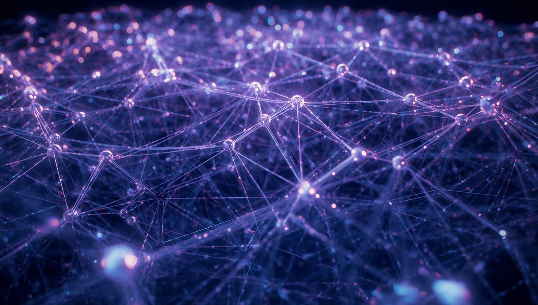 Futuristic Network of Glowing Nodes in Virtual Space