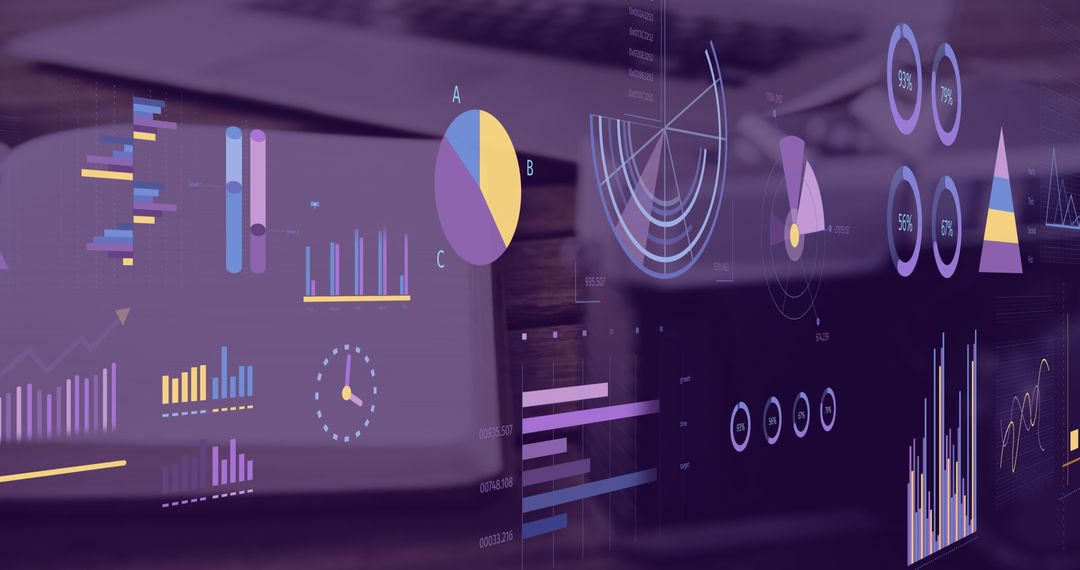 Virtual Statistics Dashboard Displaying Financial Data Visualizations