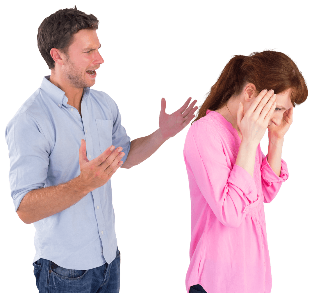 Transparent Clipart of a Couple Arguing with Frustration