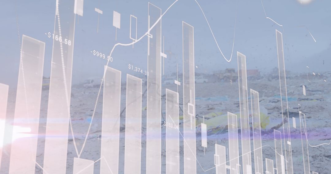 Financial Forecast Bullish Trend Candlestick Chart Over Beach Skyline