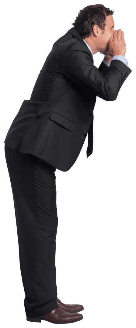 Caucasian Businessman Shouting Isolated on Transparent Background